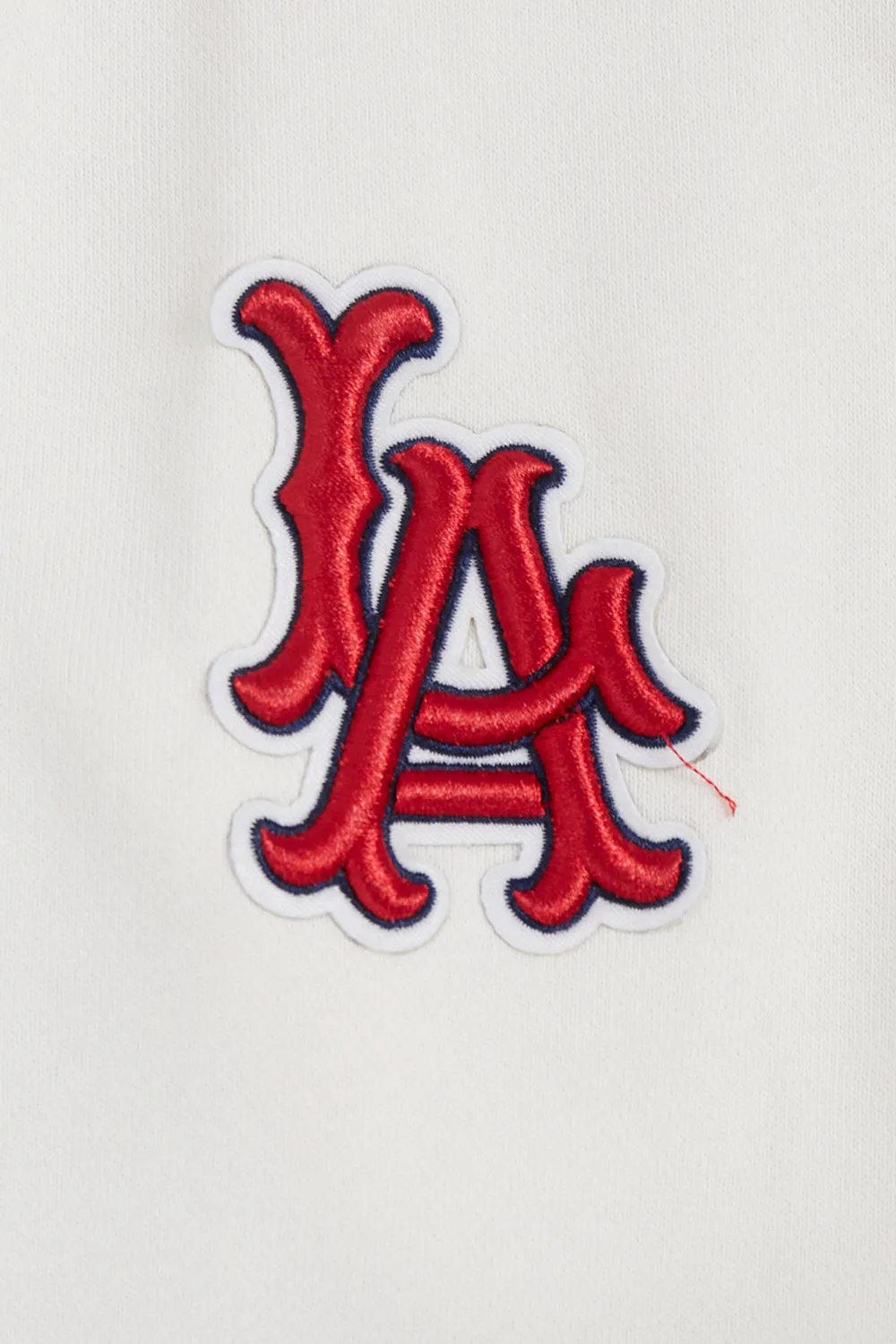 MLB LOS ANGELES ANGELS RETRO CLASSIC WOMEN'S RIB CROPPED PO HOODIE (EGGSHELL/ RED)