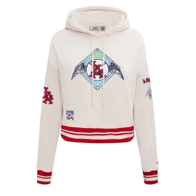 MLB LOS ANGELES ANGELS RETRO CLASSIC WOMEN'S RIB CROPPED PO HOODIE (EGGSHELL/ RED)