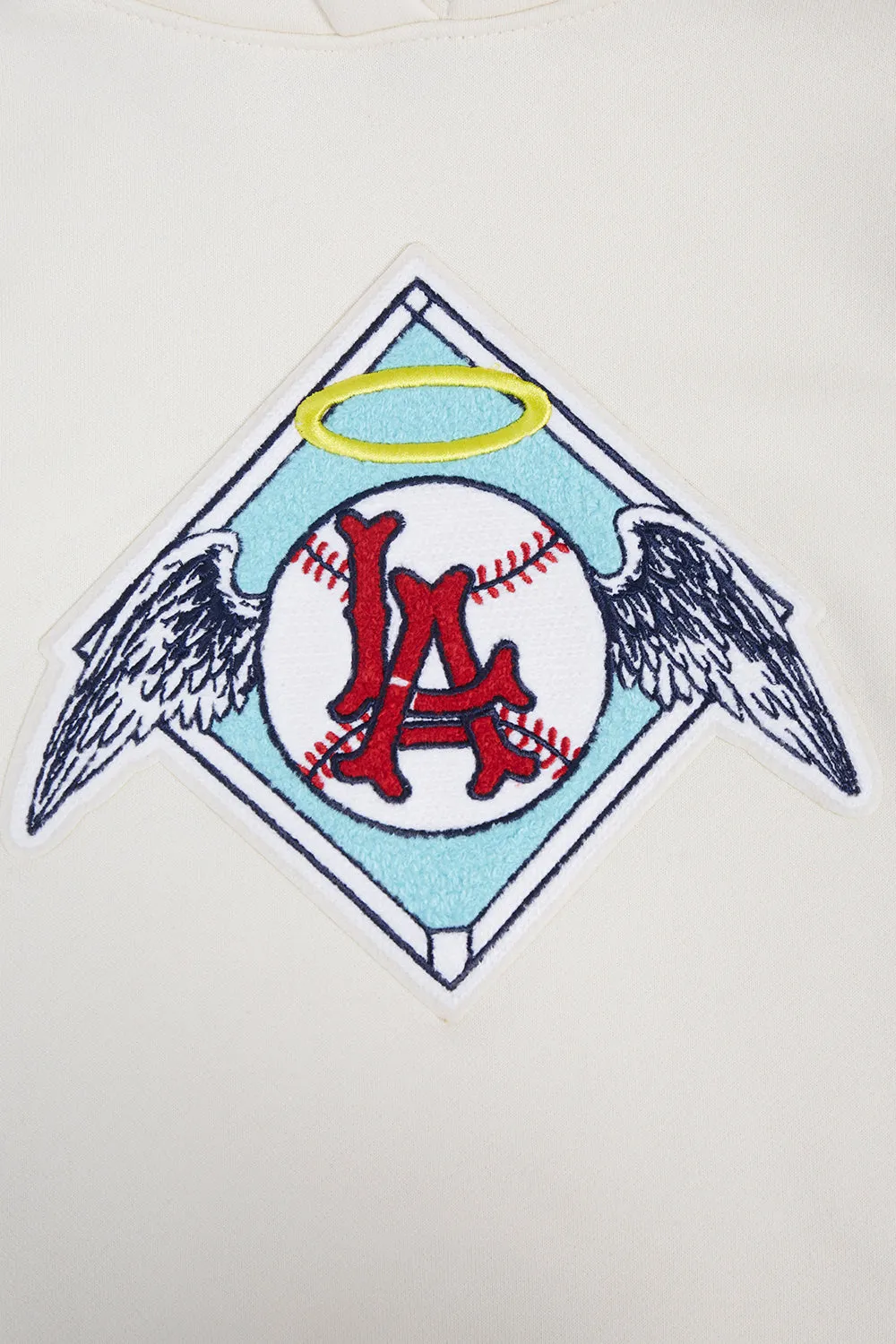 MLB LOS ANGELES ANGELS RETRO CLASSIC WOMEN'S RIB CROPPED PO HOODIE (EGGSHELL/ RED)
