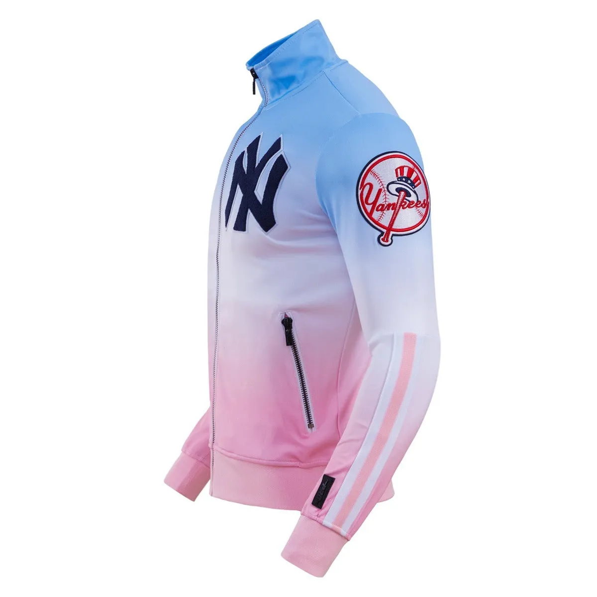MLB NEW YORK YANKEES LOGO MEN'S TRACK JACKET (BLUE/WHITE/PINK)