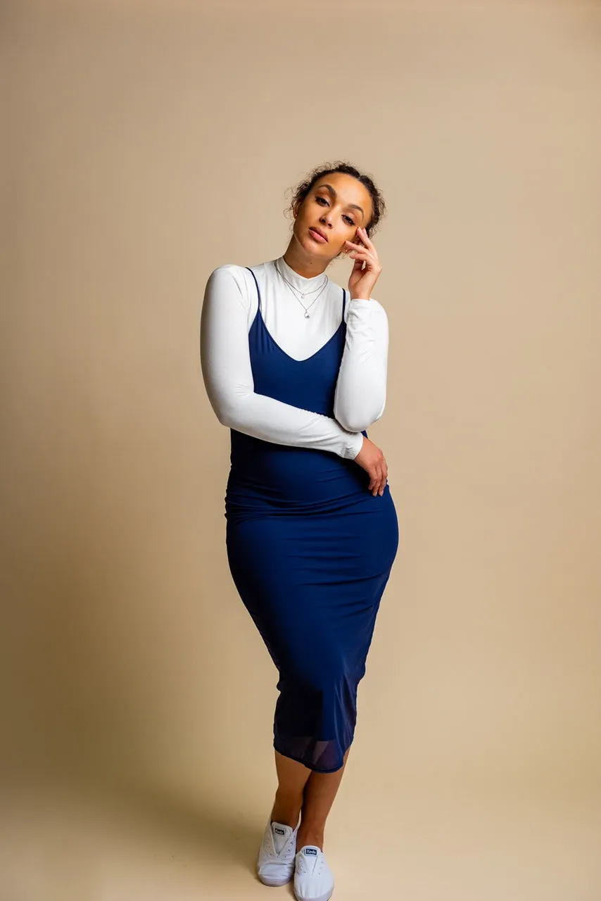 Navy Midi Slip Dress