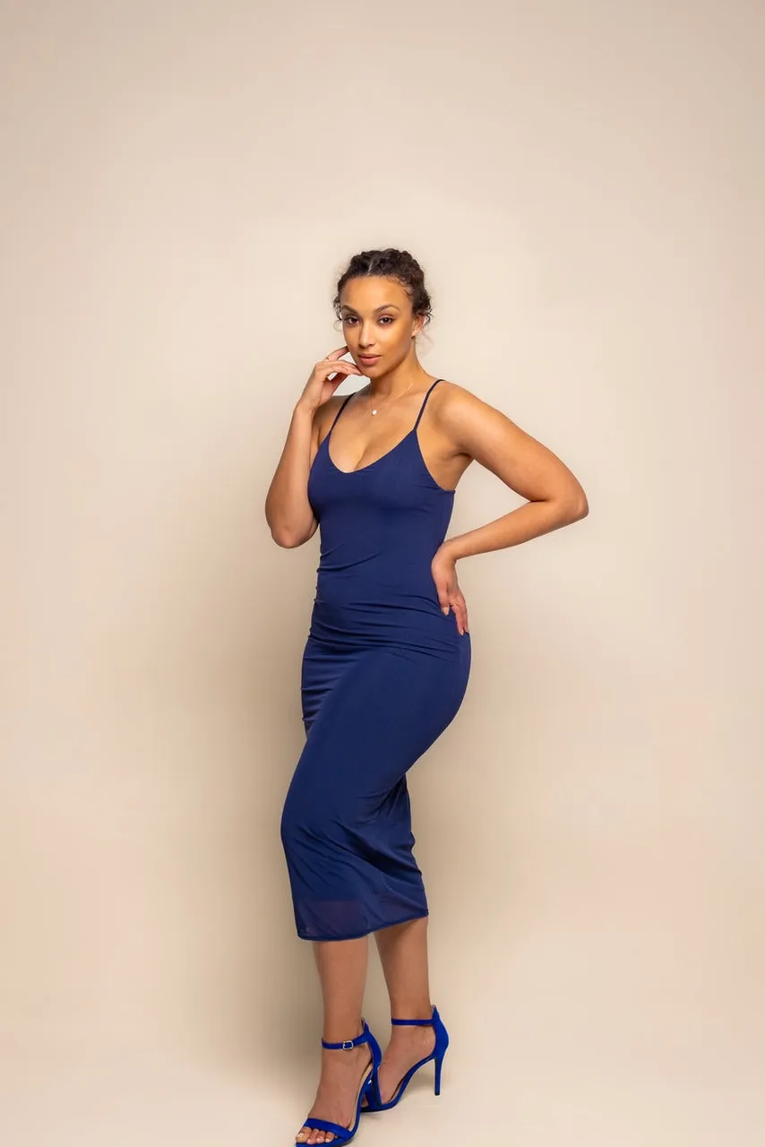 Navy Midi Slip Dress