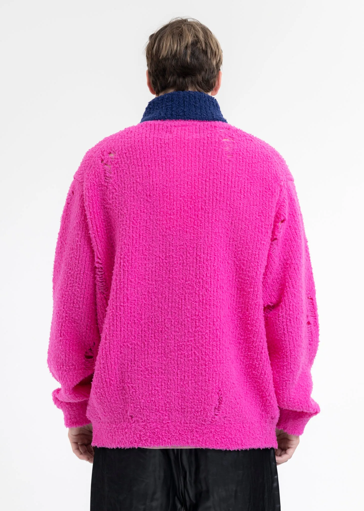 NEON PINK FLEECE KNIT BLOUSON