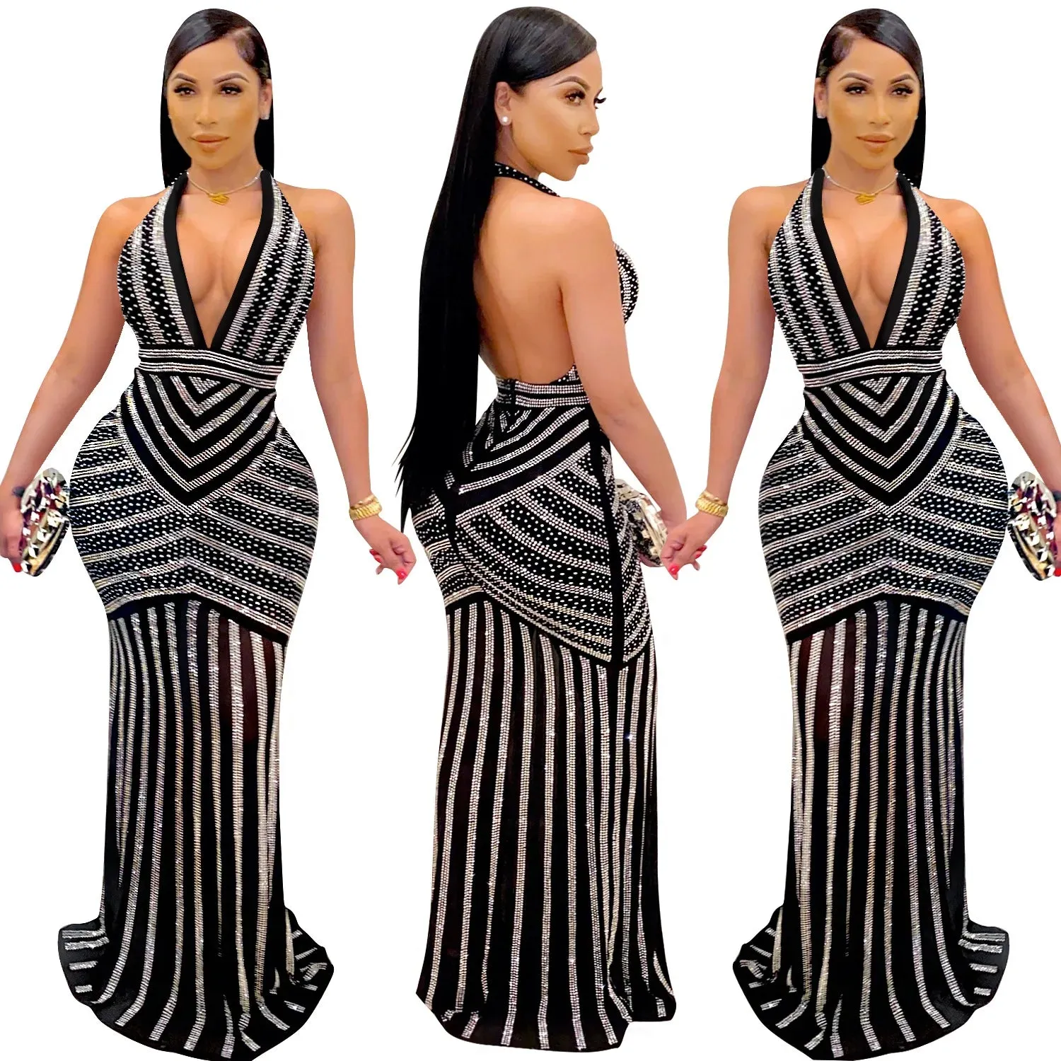New Rhinestone Styled Diamond Dress