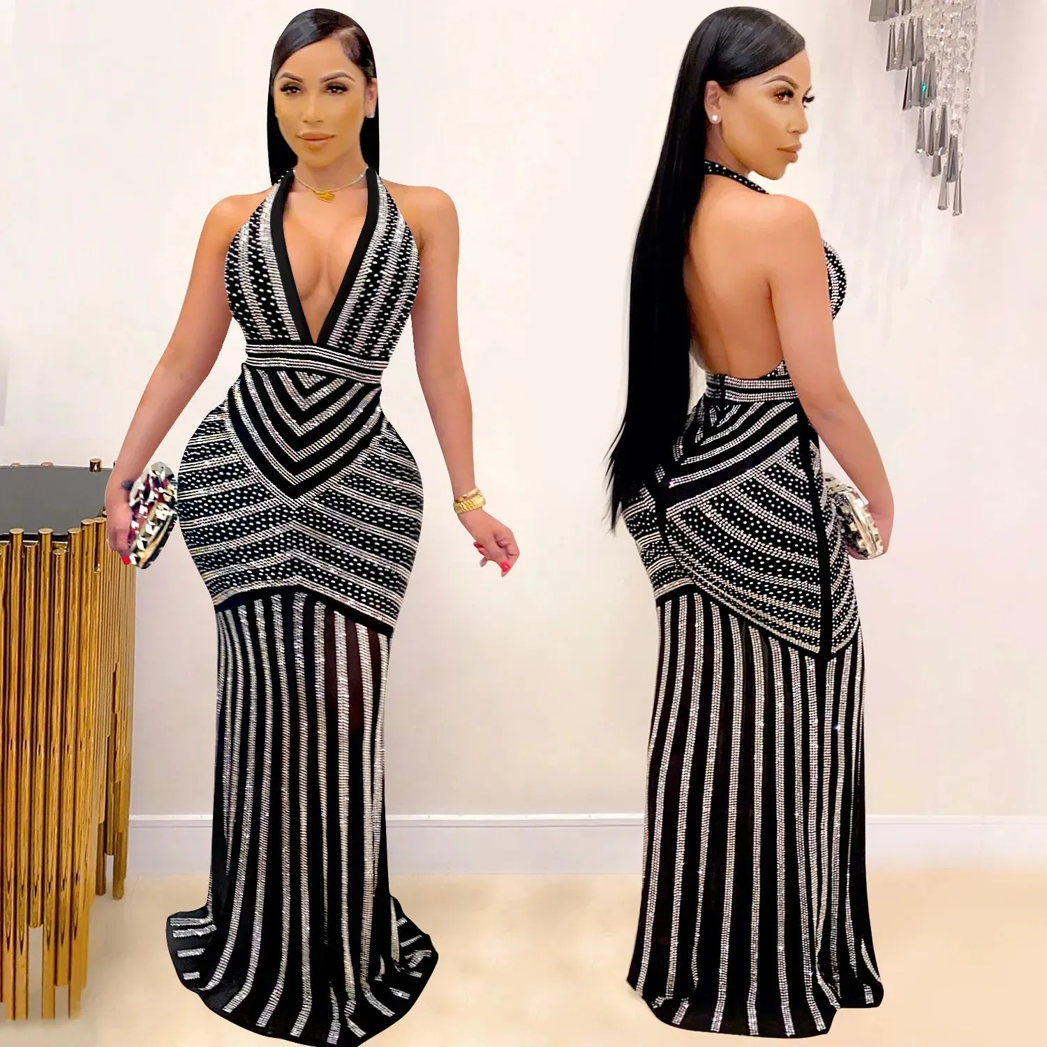 New Rhinestone Styled Diamond Dress