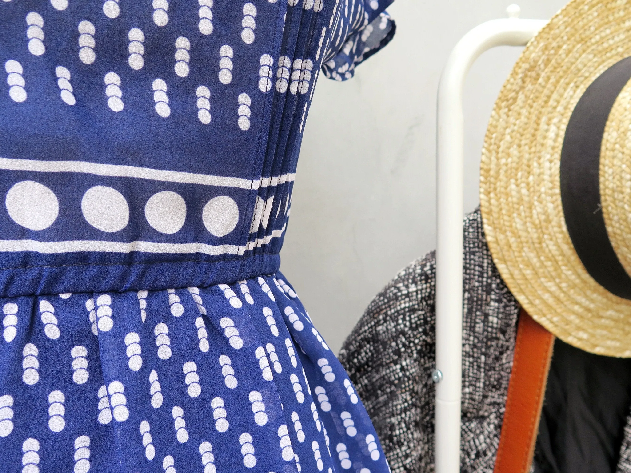 Othello | Vintage 1940s 1950s White polka geometric Domino dots Day Dress