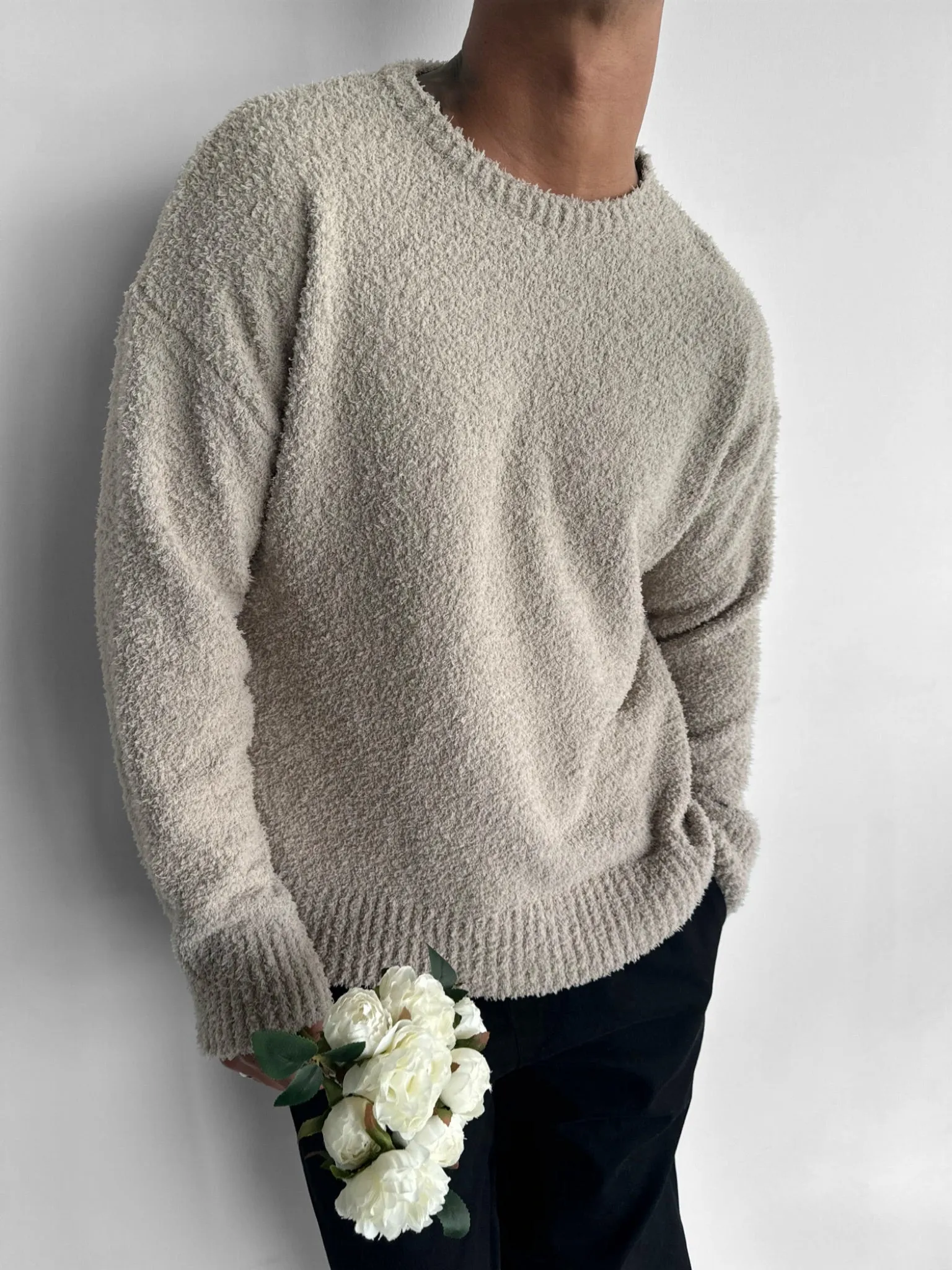 Oversize Plush Pullover - Stone Mocha