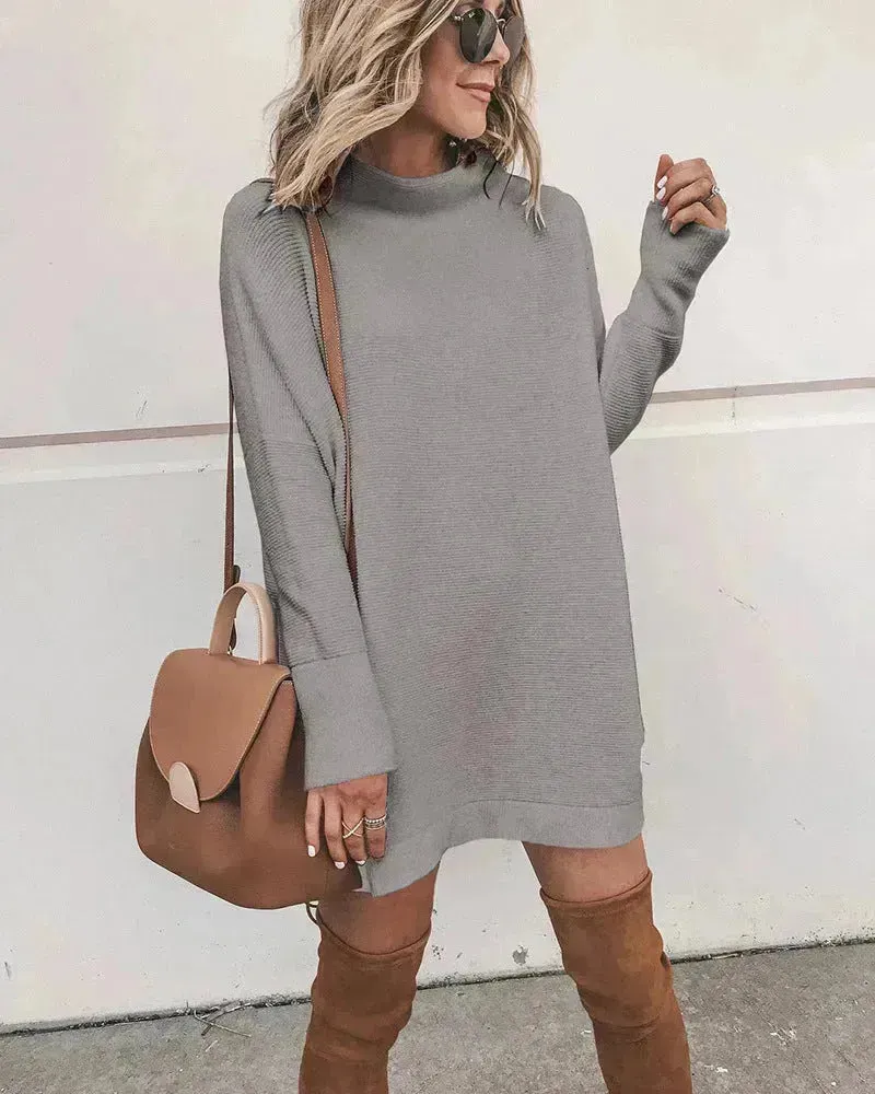 Oversized Mini Turtleneck Pullover Dress