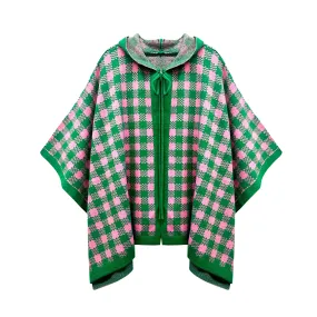 Pink & Green Tie-Neck Cape – Elegant & Timeless