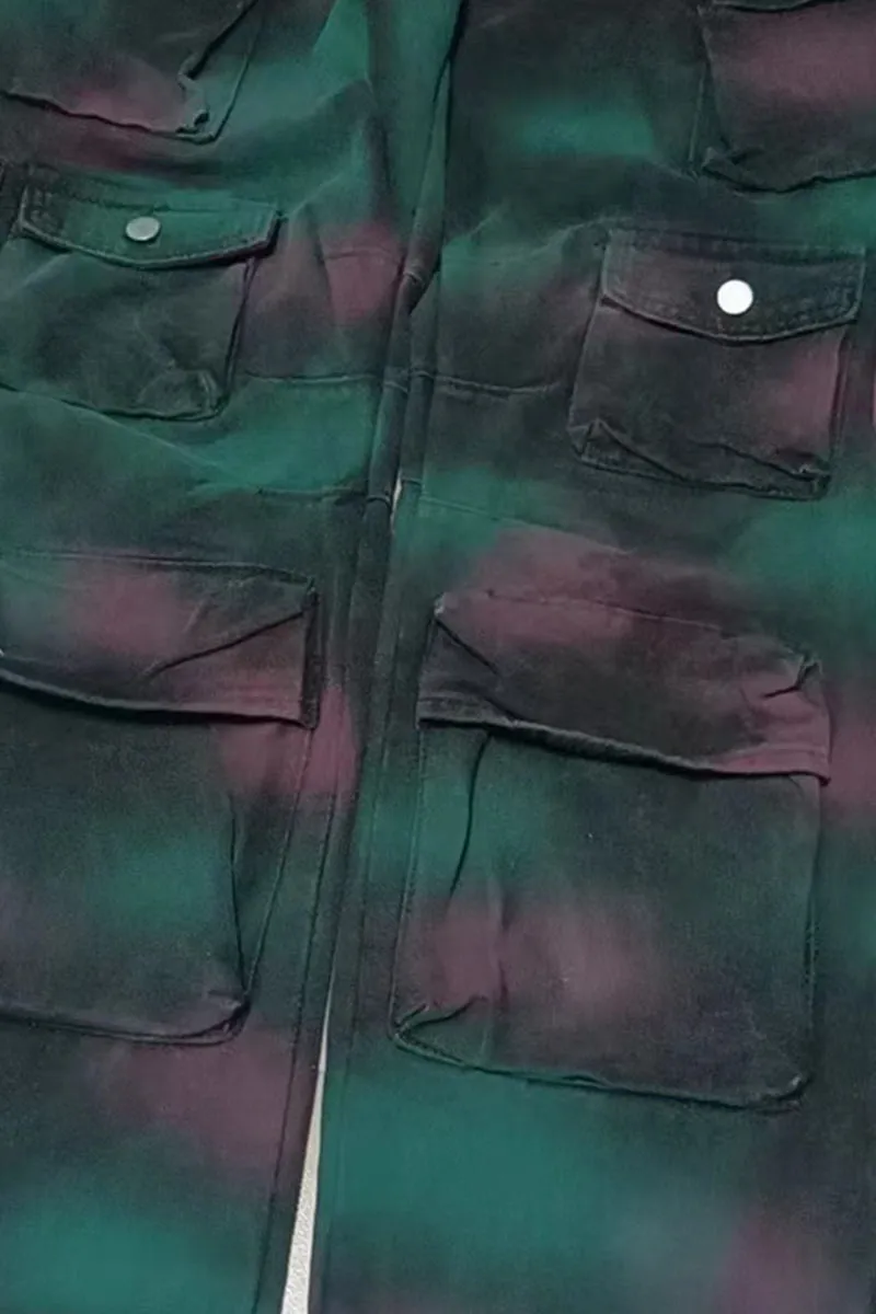 PK0450 Tie Dye Denim Cargo Jeans