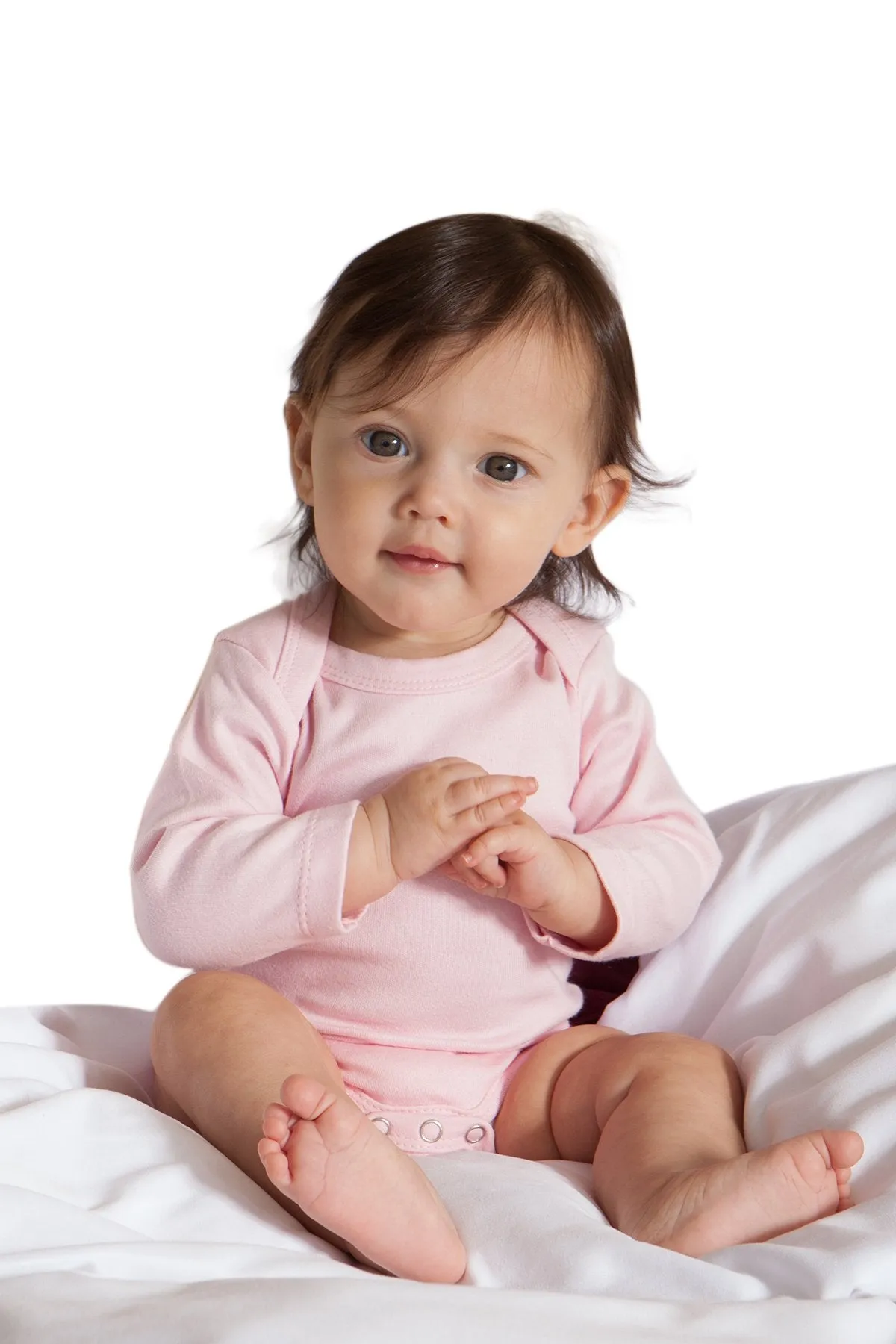Poncho Baby Organic Onesie - Plain Pink - Long Sleeves