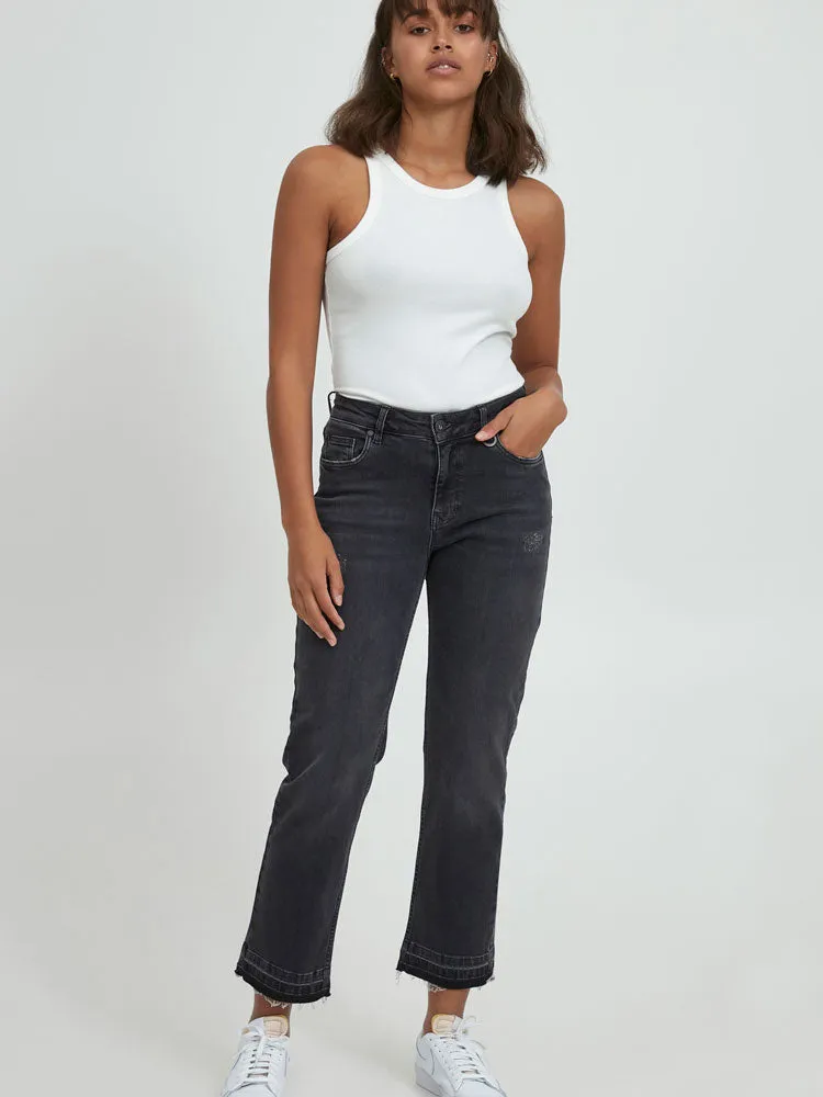Pulz PzEmma Straight Crop Jeans Dark Grey