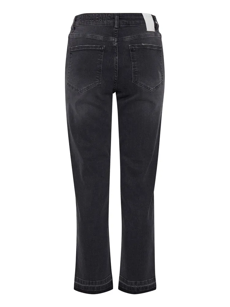 Pulz PzEmma Straight Crop Jeans Dark Grey