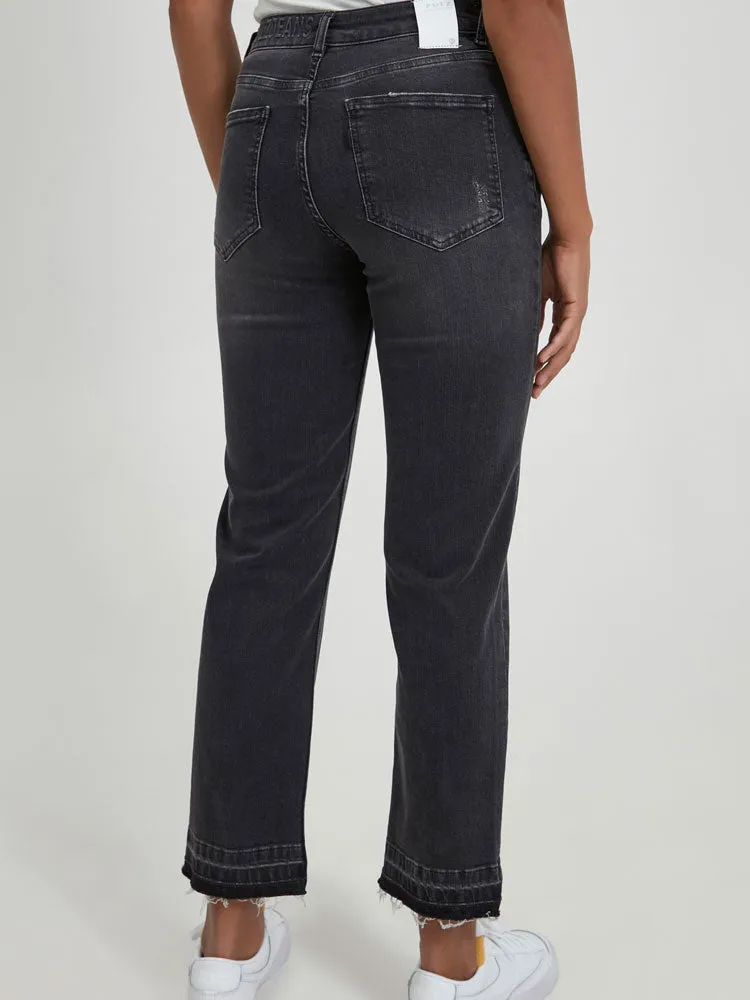 Pulz PzEmma Straight Crop Jeans Dark Grey