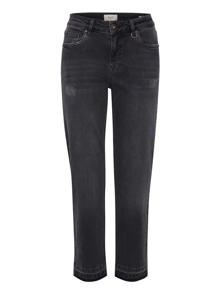 Pulz PzEmma Straight Crop Jeans Dark Grey