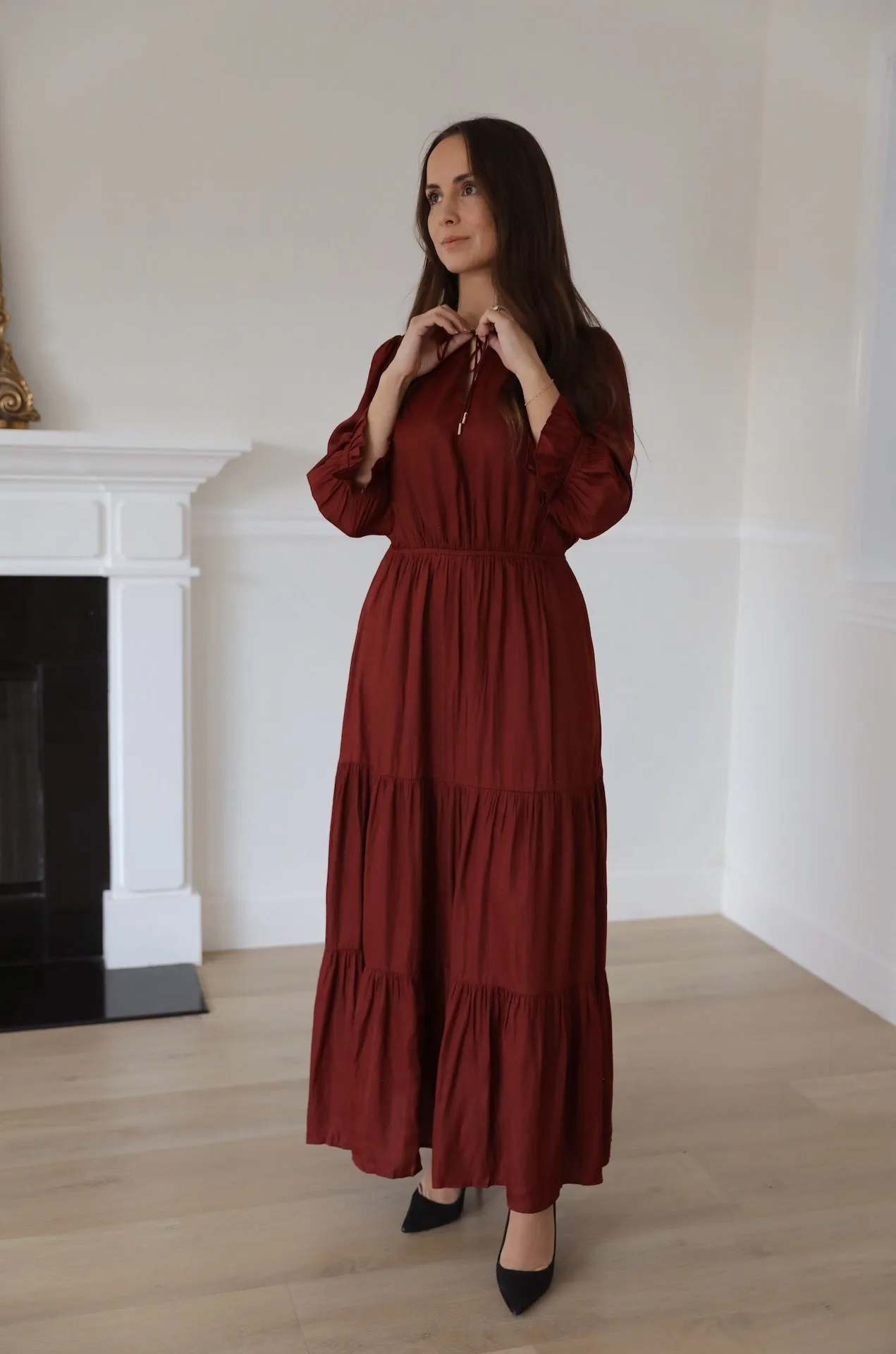 Red Tiered Maxi Dress
