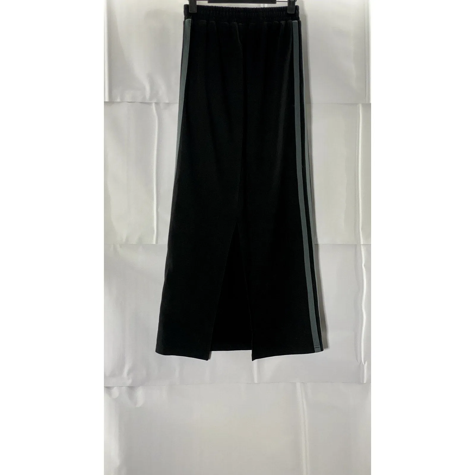 ROUTE ROOM Women's Black/Blue Double Stripe Side Panel Pull-On Maxi Skirt SZ M
