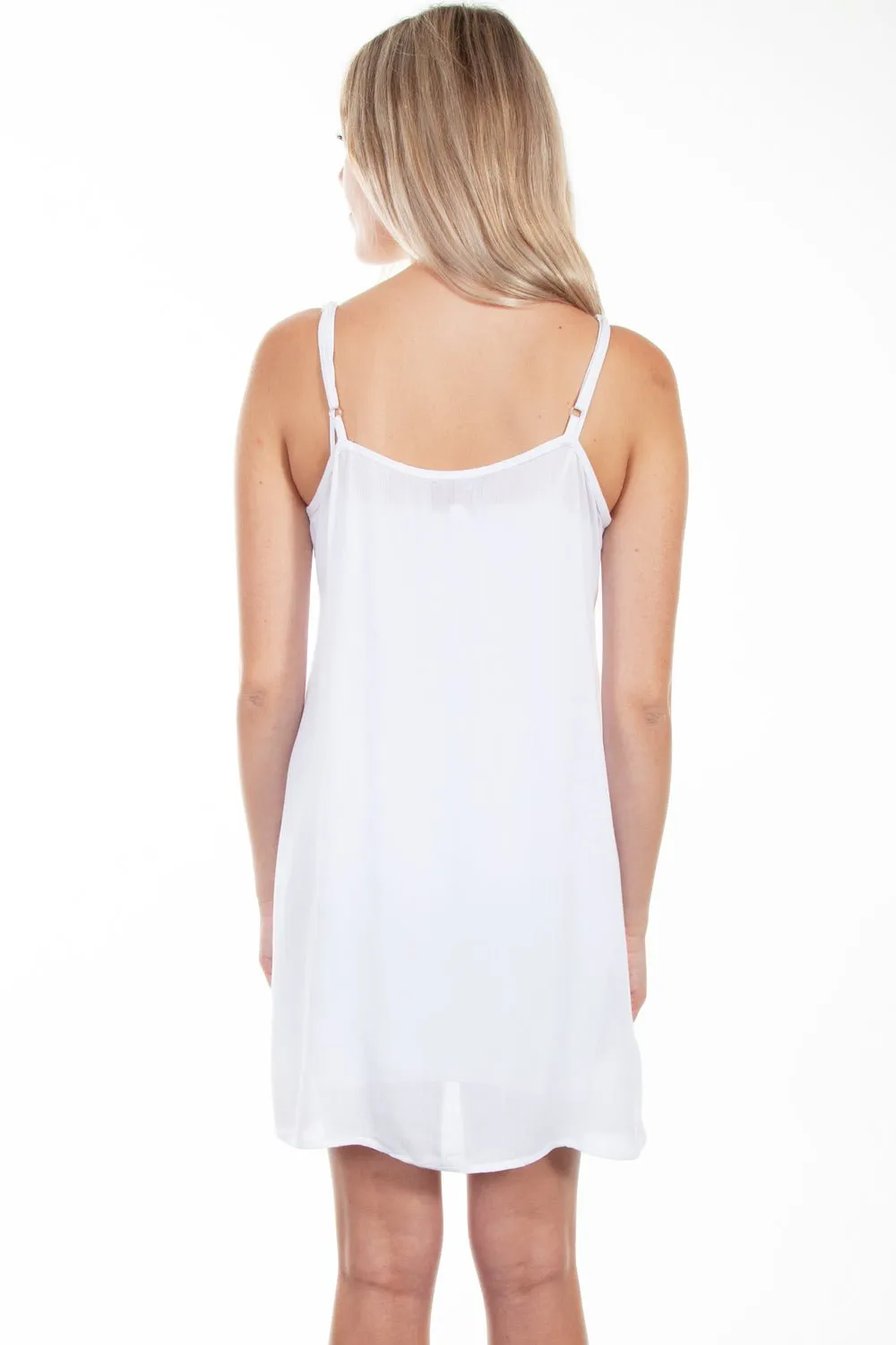 Scully Womens Tie Front Spaghetti Strap White 100% Rayon S/L Dress