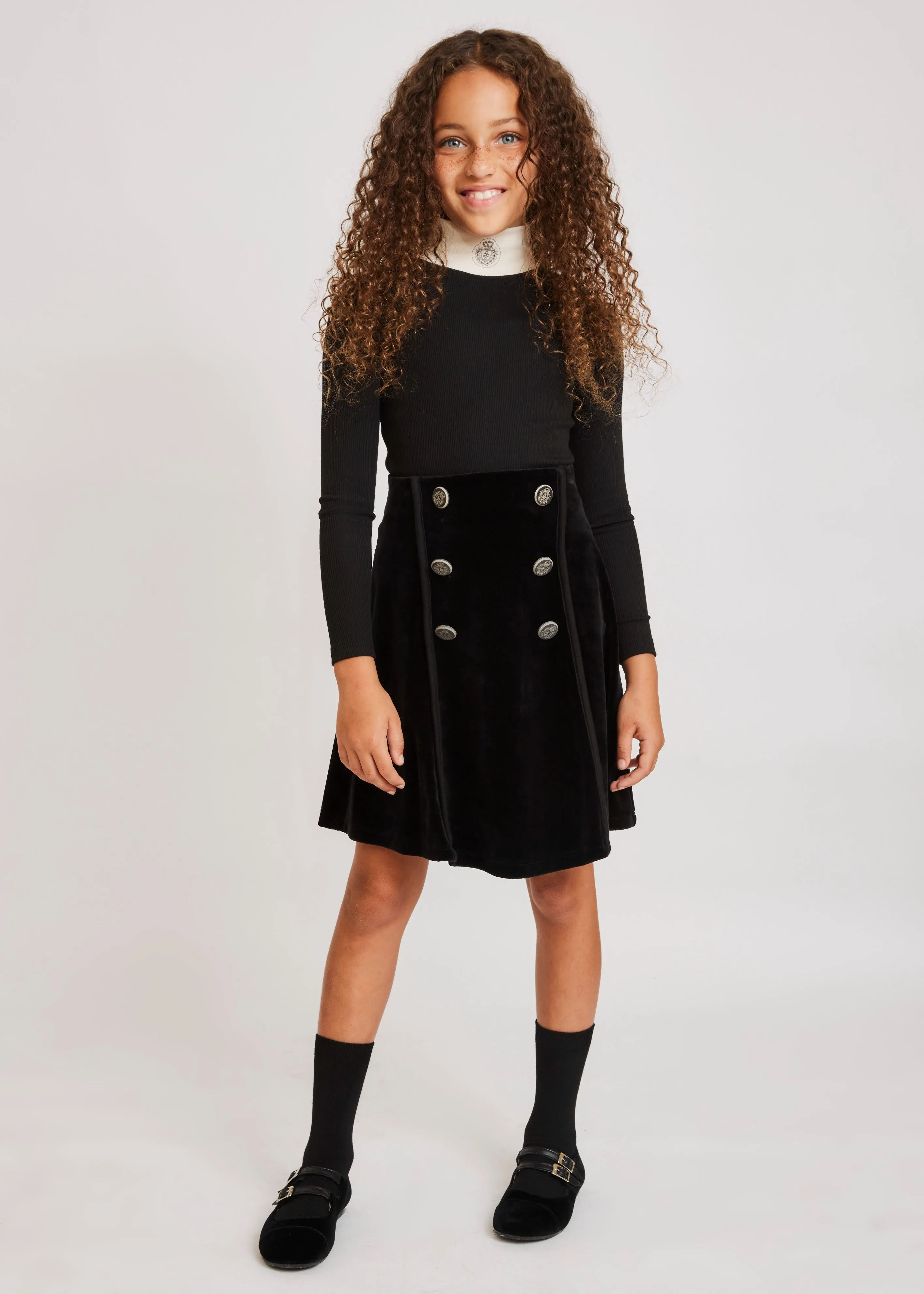 Short Velour Button Skirt