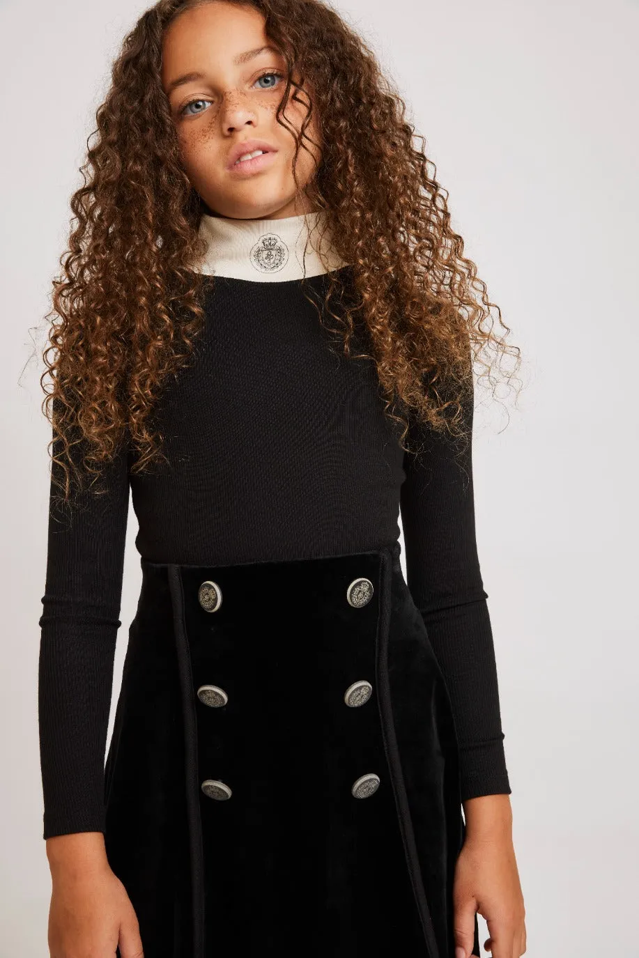 Short Velour Button Skirt