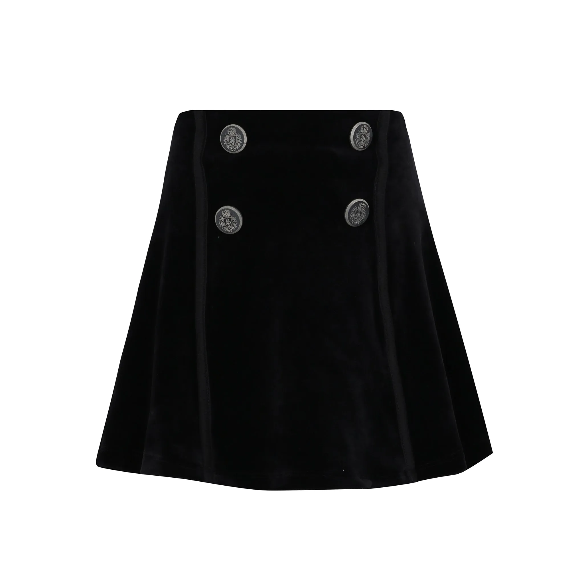 Short Velour Button Skirt