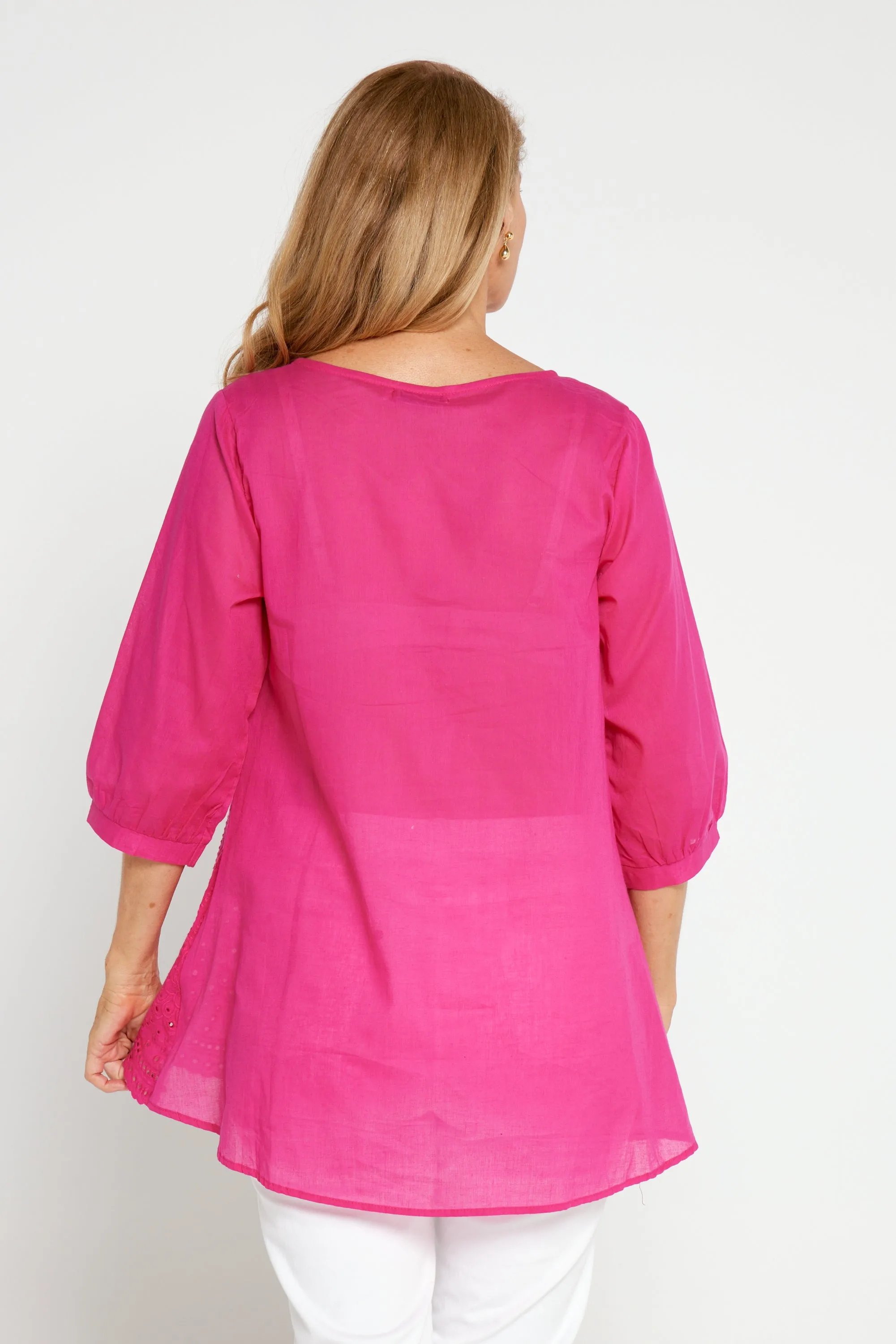 Sophia Cotton Top - Hot Pink