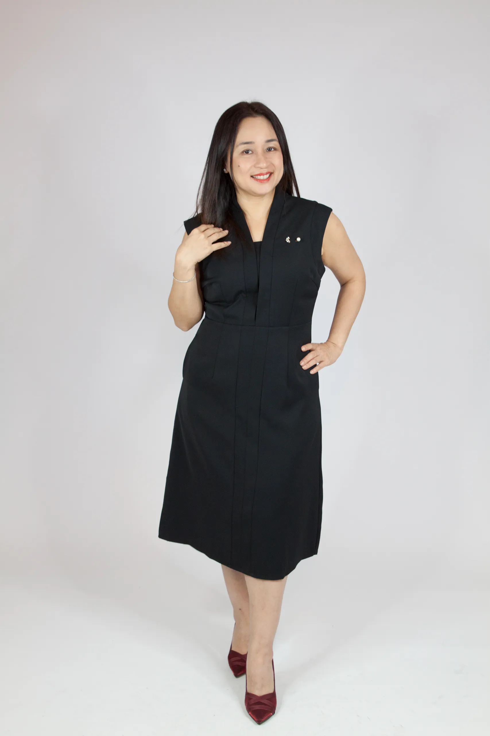 Sophisticated V Neck Illusion Dress