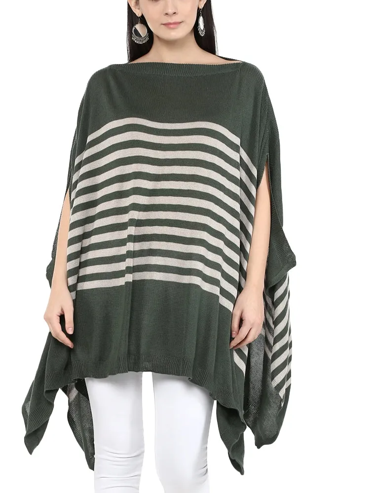 Stripe Ruana in Tencel Poncho
