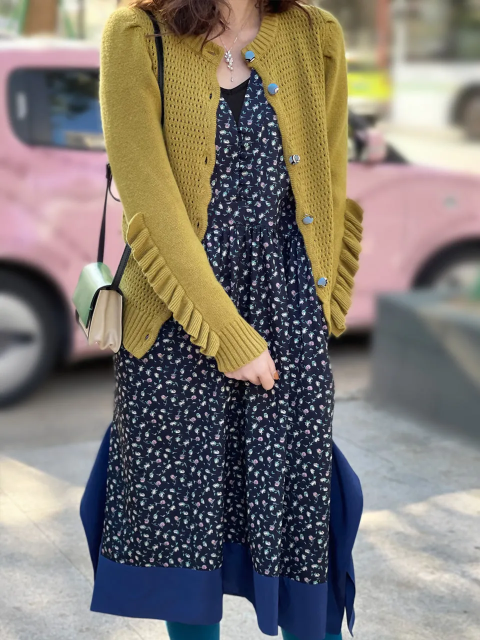 Surprise Sale! Floral-print Silky Panelled V-neck Handkerchief Dress
