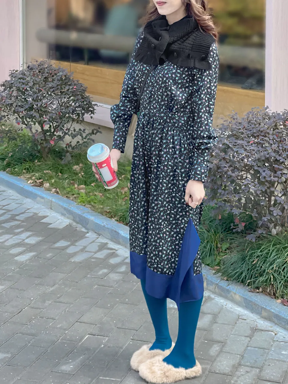 Surprise Sale! Floral-print Silky Panelled V-neck Handkerchief Dress