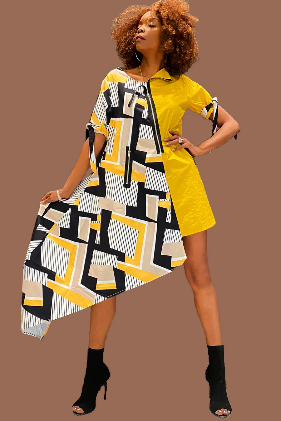 T13401A DRESS (GRN, YELLOW) (SMALL ONLY)