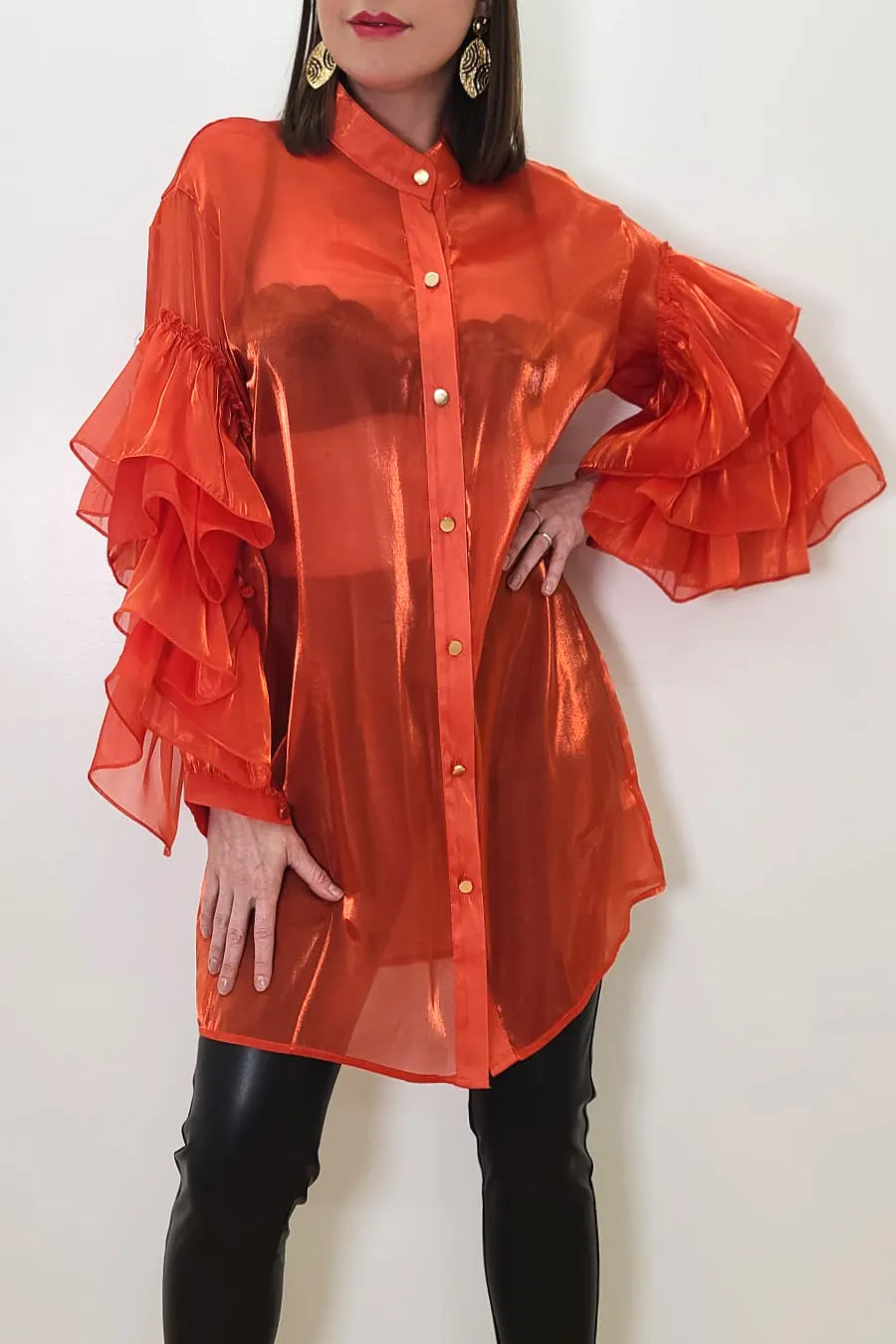 T14622 DRESS (WHT, GOLD, ORANGE)