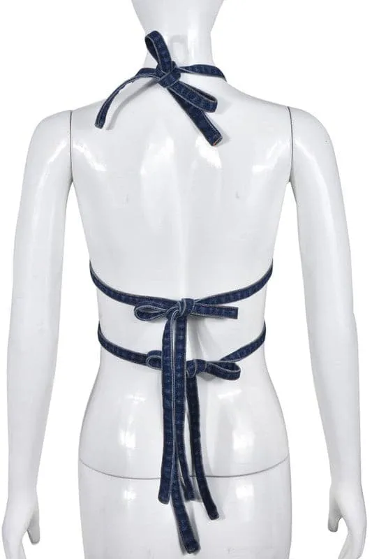 TA022 Studded Fashion Denim Top