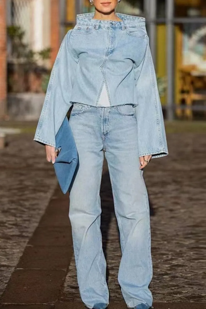 TC144 Fashion Denim Shirt Top