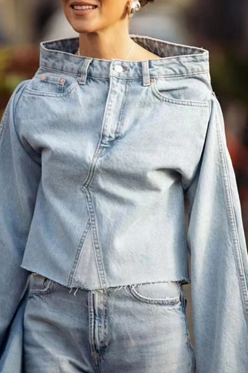 TC144 Fashion Denim Shirt Top
