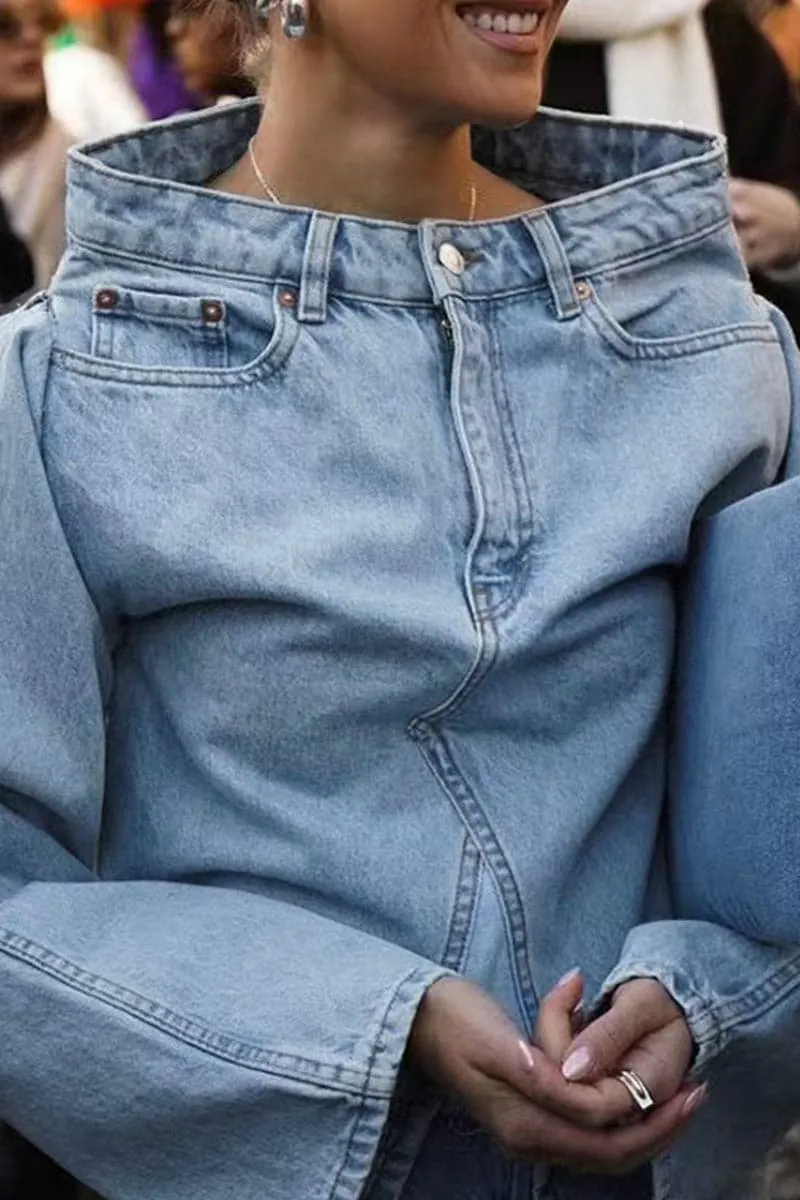 TC144 Fashion Denim Shirt Top