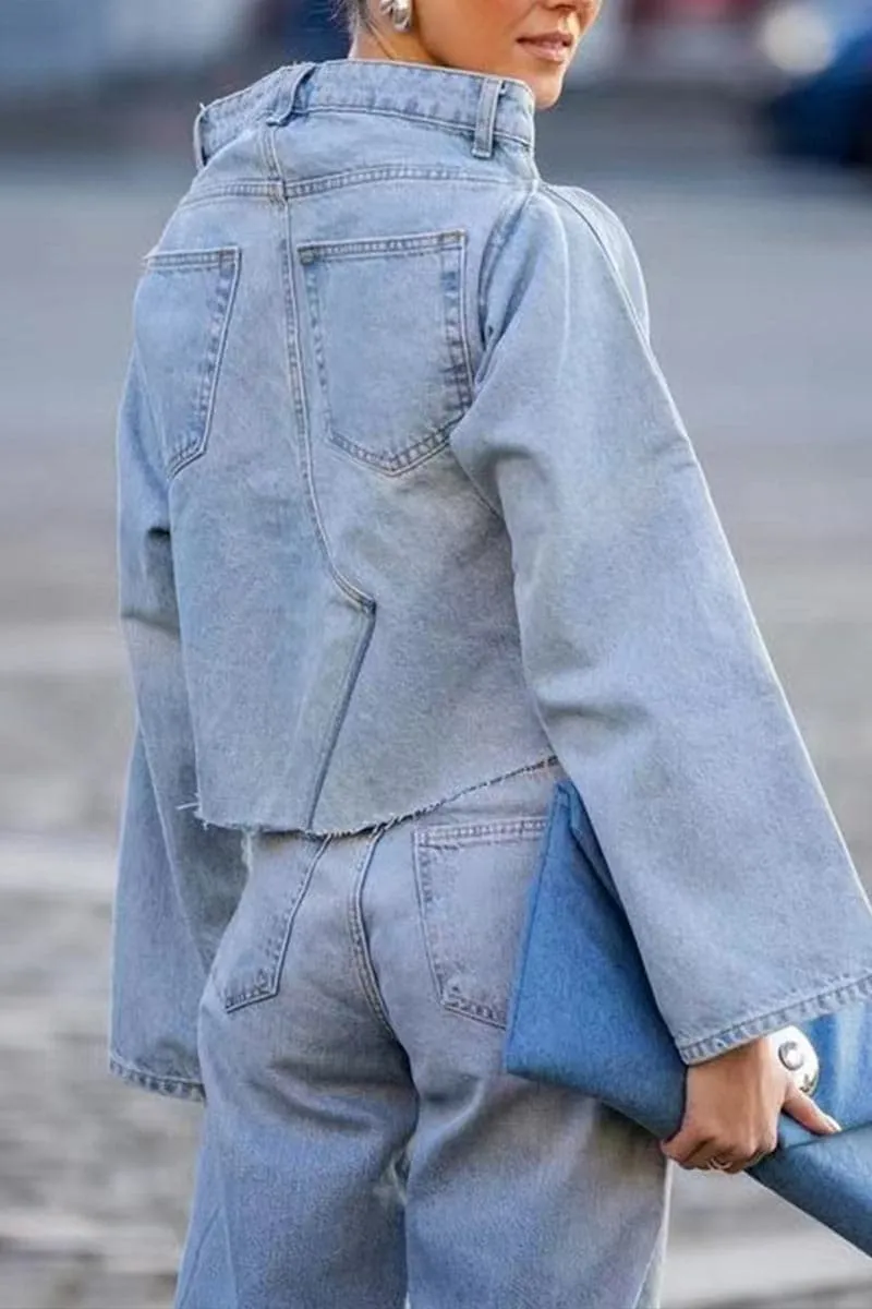 TC144 Fashion Denim Shirt Top