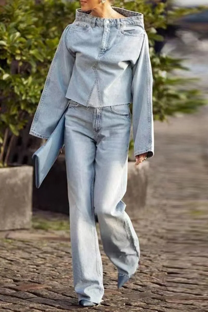 TC144 Fashion Denim Shirt Top