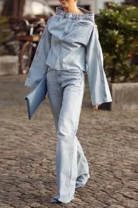 TC144 Fashion Denim Shirt Top
