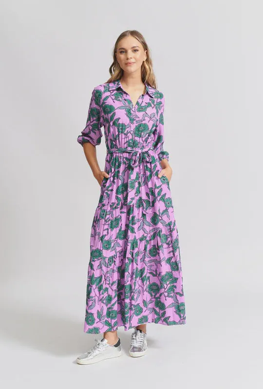 The Asymmetric Shirt Dress - Lilac Forest Floral