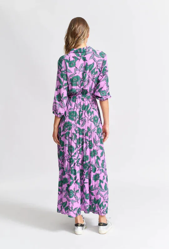 The Asymmetric Shirt Dress - Lilac Forest Floral