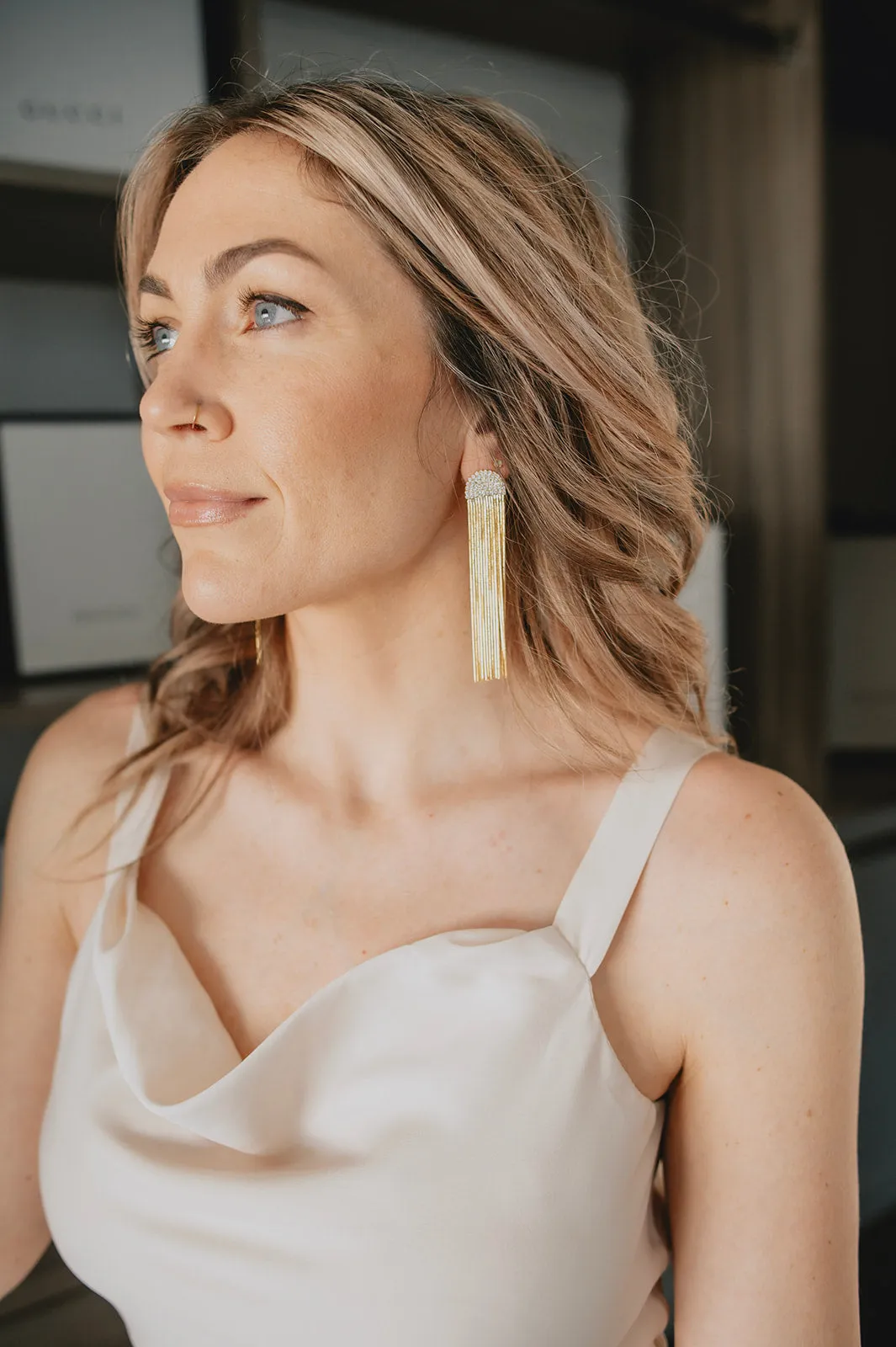 The Long Pavé Tassel Earrings