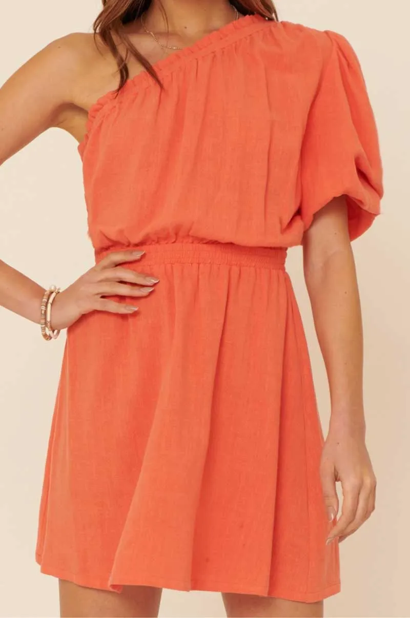 Vivid Blaze One Shoulder Dress