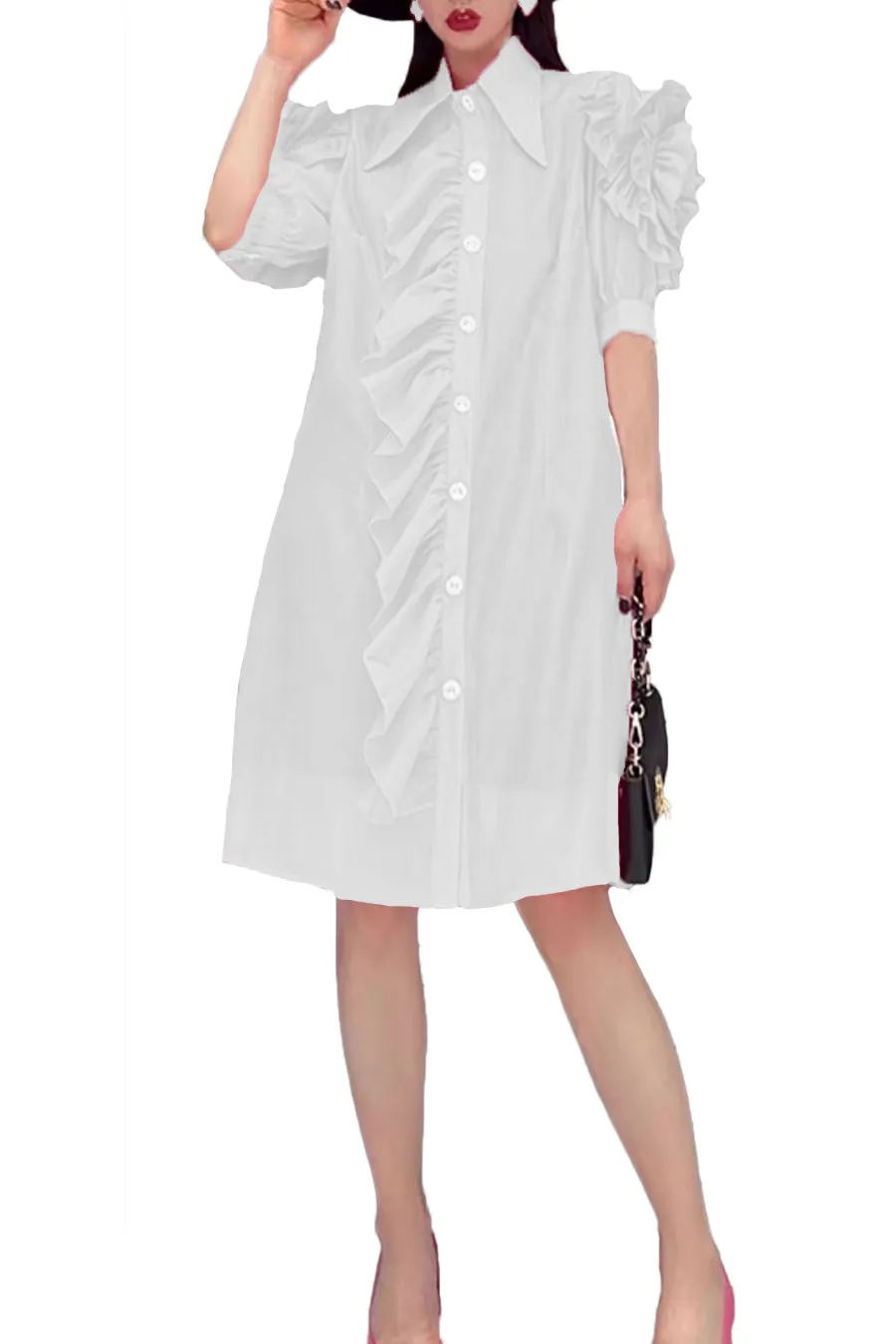 W8612 DRESS (PINK, WHT, GRN)