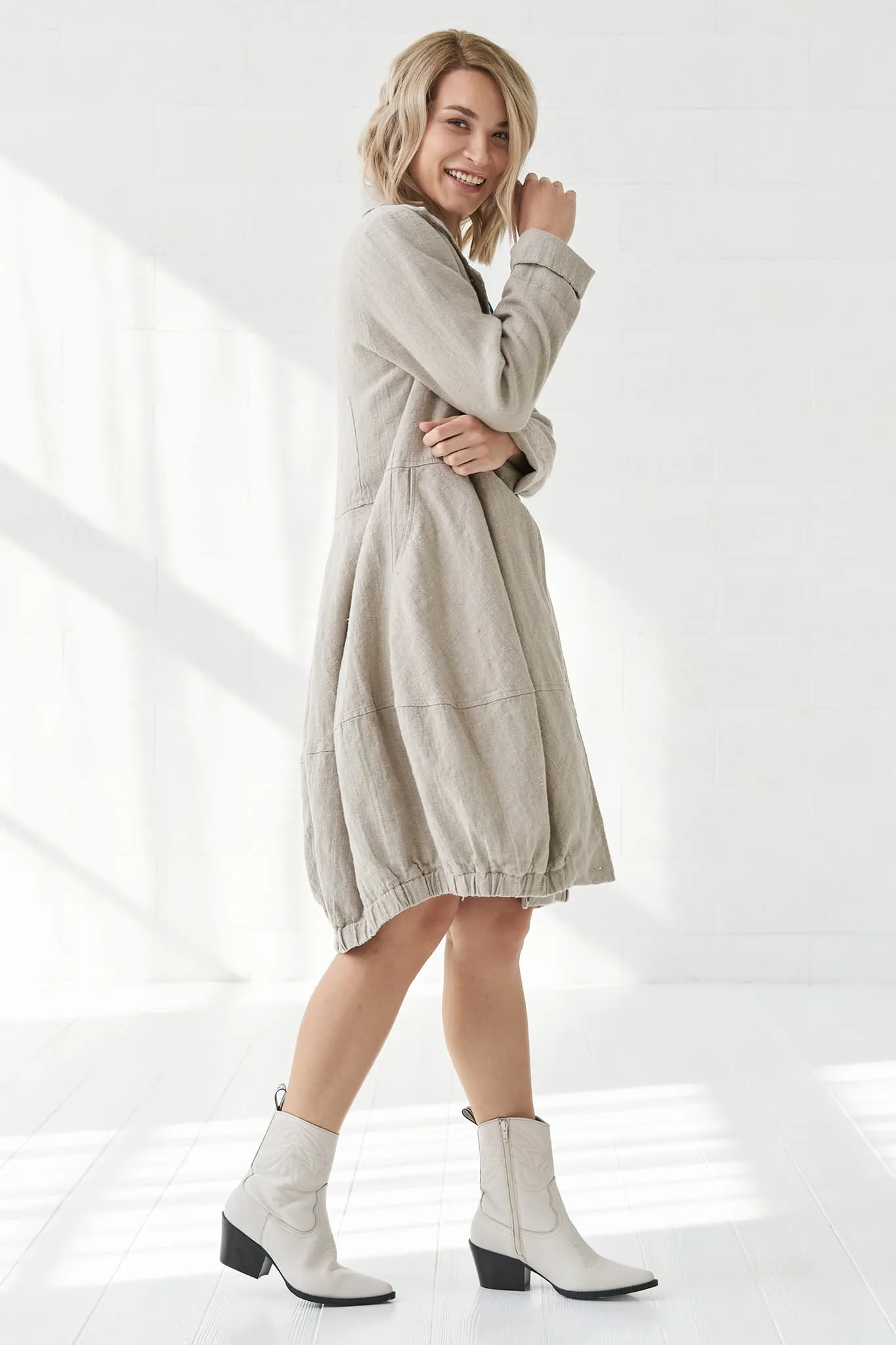 Warm flax coat Evelina