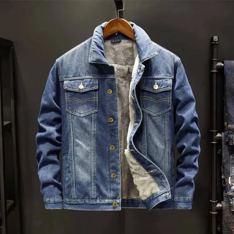Warm Fleece-Lined Denim Jacket for Winter