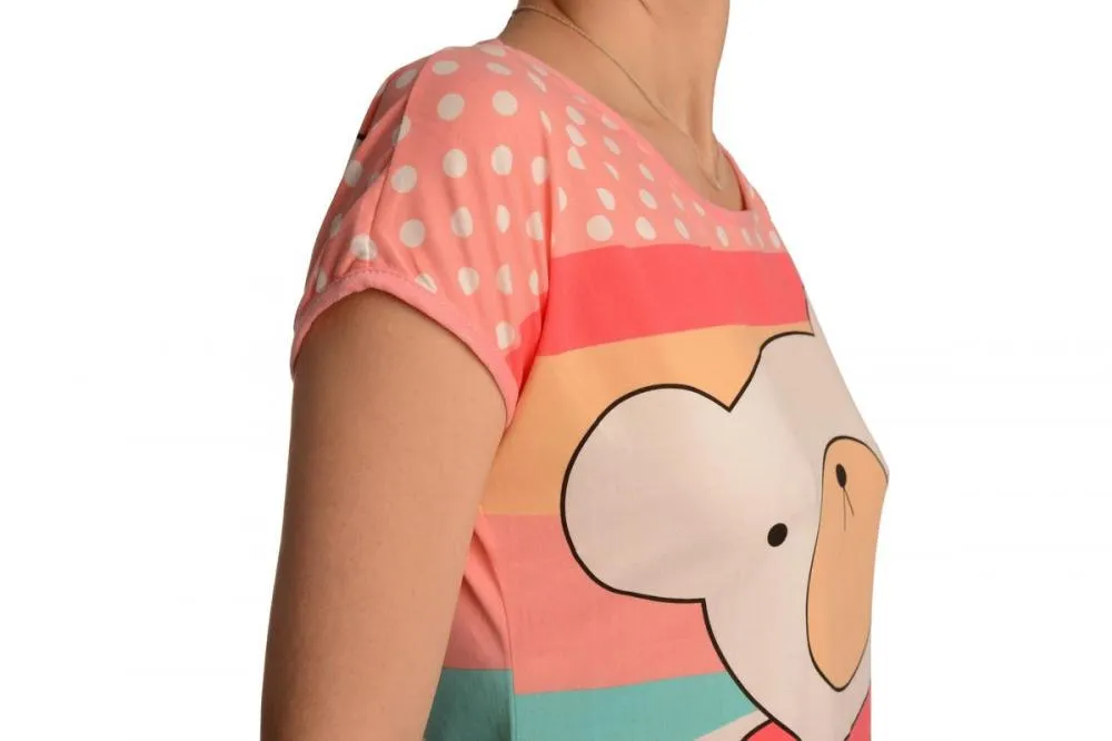 Waving Bear On Salmon Pink Lightweight Dress