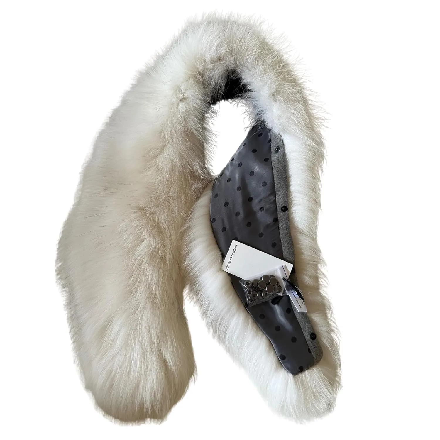 White 120 cm X Large Collar Scarf real Fur arctic fox and cuffs