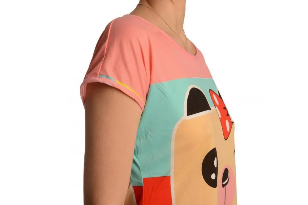 Winking Bear On Salmon Pink Lightweight Dress
