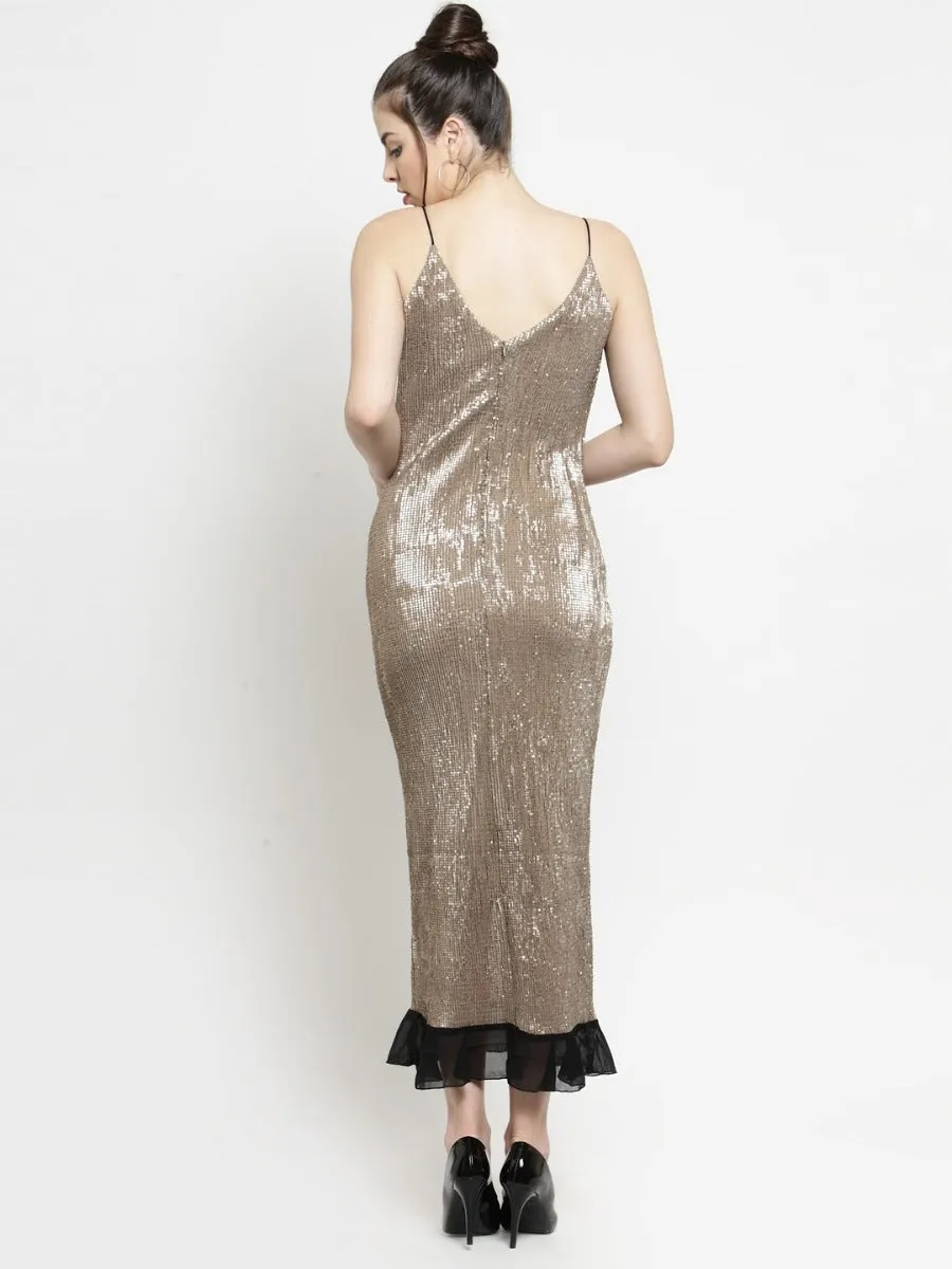 Women Gold Sequined Cocktail Dress